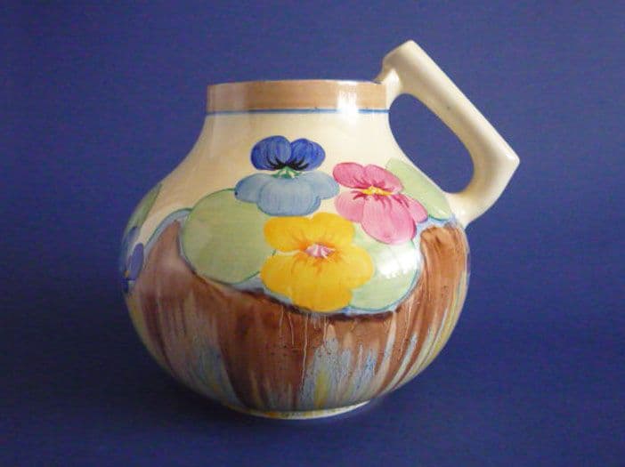 Rare Clarice Cliff Delecia Pansies 634 Shape Large Flower Jug
