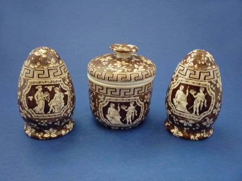 Rare Copeland Spode Brown Greek Pattern Cruet c1910 Sold