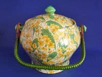 Rare Crown Ducal 'Primula' Chintz Biscuit Barrel c1930 (Sold)