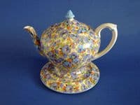 Rare Crown Ducal 'Viola' Chintz Teapot and Stand c1925 (Sold)