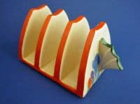 Rare Daffodil Shape Clarice Cliff Bizarre Autumn 'Crocus' Toast Rack c1931