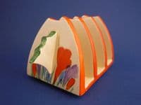 Rare Daffodil Shape Clarice Cliff Bizarre Autumn 'Crocus' Toast Rack c1931