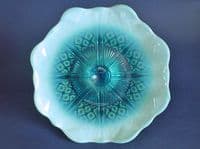 Rare Davidson's Blue Pearline Glass Comport - 'Princess Diana' Pattern c1890