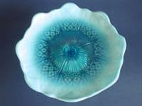 Rare Davidson's Blue Pearline Glass Comport - 'Princess Diana' Pattern c1890