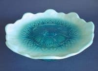 Rare Davidson's Blue Pearline Glass Comport - 'Princess Diana' Pattern c1890