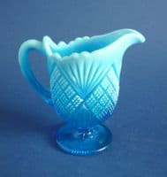 Rare Davidson's Blue Pearline Glass 'Lords and Ladies' Jug c1896