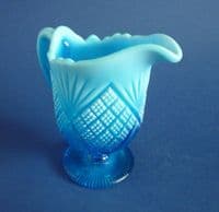 Rare Davidson's Blue Pearline Glass 'Lords and Ladies' Jug c1896