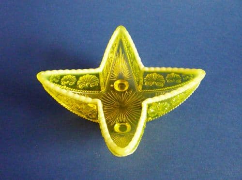 Rare Davidson's Yellow Pearline Glass 'War of the Roses' Star Posy Trough c1895 (Sold)