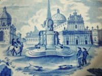 Rare Don Pottery 'Named Italian Views - Obelisk at Catania' Pearlware Dinner Plate c1820