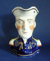Rare early Victorian Staffordshire Pottery Portrait Jug of the Duke of Wellington c1852