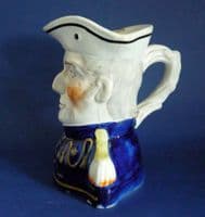 Rare early Victorian Staffordshire Pottery Portrait Jug of the Duke of Wellington c1852