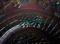 Rare Fenton Blue Carnival Glass 'Orange Tree' 3-in-1 Crimped Bowl #1