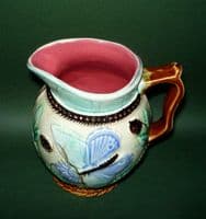 Rare Forester's Aesthetic Movement Majolica 'Butterfly and Flower' Jug c1880