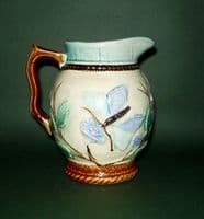 Rare Forester's Aesthetic Movement Majolica 'Butterfly and Flower' Jug c1880
