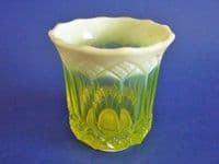 Rare Greener Yellow Pearline Glass Celery Vase c1890