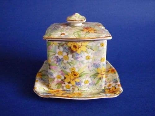 Rare Grimwade's Royal Winton 'Richmond' Chintz Preserve Pot and Base c1935 (Sold)