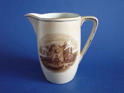 Rare Grimwade's WW1 Bruce Bairnsfather Ware Old Bill - 'At Present We Are Staying at a Farm' Jug c1918