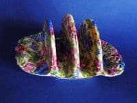 Rare Grimwades Royal Winton Art Deco 'Sweet Pea' Chintz Briar Toast Rack c1936