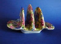 Rare Grimwades Royal Winton Art Deco 'Sweet Pea' Chintz Briar Toast Rack c1936