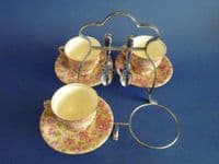 Rare Grimwades Royal Winton 'English Rose' Chintz Coffee Set on Chrome Stand c1951 (Sold)