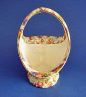 Rare Grimwades Royal Winton 'Evesham' Chintz Large Kew Basket c1950