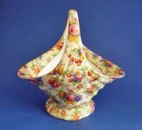 Rare Grimwades Royal Winton 'Evesham' Chintz Large Kew Basket c1950