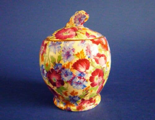 Rare Grimwades Royal Winton 'Royalty' Chintz Rosebud Preserve Pot c1938