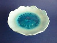 Rare Henry Greener Blue Opalescent Pearline Glass Comport c1890 (Sold)