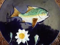 Rare Joseph Holdcroft Majolica 'Fish' Plate c1870