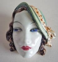 Rare Keramos Miniature Art Deco Lady Wall Mask by Rudolf Podany c1930 (Sold)