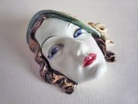 Rare Keramos Miniature Art Deco Lady Wall Mask by Rudolf Podany c1930 (Sold)