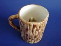 Rare Majolica 'Bamboo' Frog Mug with Two Frogs c1870