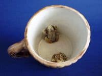 Rare Majolica 'Bamboo' Frog Mug with Two Frogs c1870