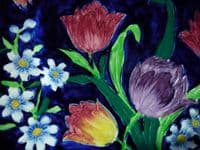 Rare Maling Embossed 'Tulips' Wall Plaque c1935