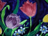 Rare Maling Embossed 'Tulips' Wall Plaque c1935