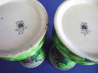 Rare Maling Green Lustre 'Honeycomb and Daisy' Vases c1936