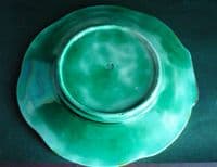 Rare Marked Joseph Holdcroft Turquoise Majolica 'Grape Leaf & Vine' Plate c1870 #1