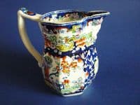 Rare Mayer and Newbold Opaque China 'Chinoiserie' Pattern Jug with Mask Spout c1830 (Sold)