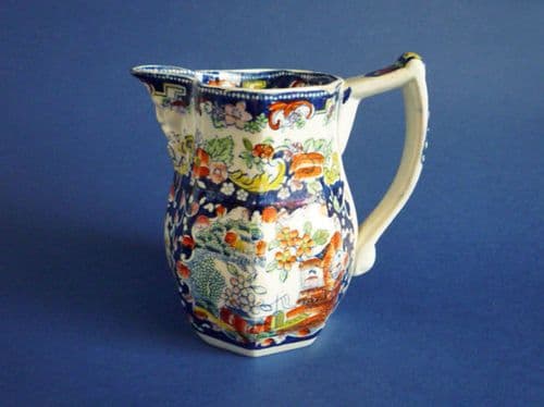 Rare Mayer and Newbold Opaque China 'Chinoiserie' Pattern Jug with Mask Spout c1830 (Sold)