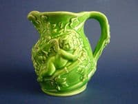 Rare Minton 'Cherub and Grape Vine' Green Majolica Jug c1910 (Sold)