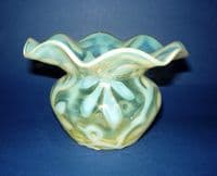 Rare Richardson's 'Horse Chestnut Leaf' Vaseline Glass Vase c1890