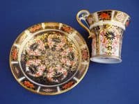 Rare Royal Crown Derby 'Old Imari Japan' Pattern 1128 Empire Cup and Saucer c1915