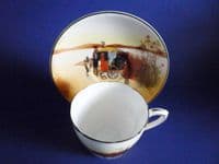 Rare Royal Doulton Bone China Victor Venner 'Coaching Days' Tea Cup and Saucer c1922