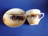 Rare Royal Doulton Bone China Victor Venner 'Coaching Days' Tea Cup and Saucer c1922