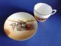 Rare Royal Doulton Bone China Victor Venner 'Coaching Days' Tea Cup and Saucer c1923