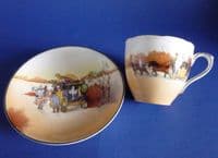 Rare Royal Doulton Bone China Victor Venner 'Coaching Days' Tea Cup and Saucer c1923