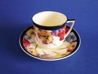 Rare Royal Doulton 'Pansies' Harlech Shape Cup and Saucer H3888 c1930  (Sold)