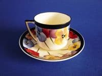 Rare Royal Doulton 'Pansies' Harlech Shape Cup and Saucer H3888 c1930  (Sold)