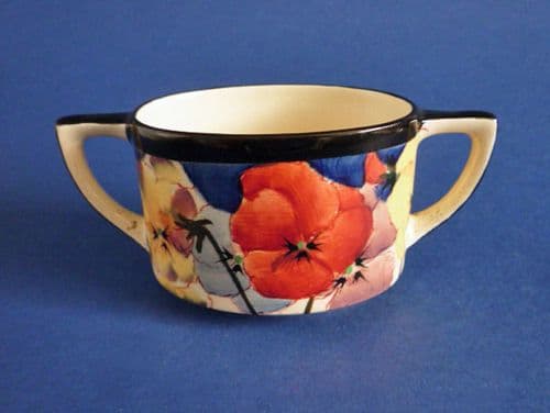 Rare Royal Doulton 'Pansies' New Empire Shape Sugar Bowl D4049 c1930