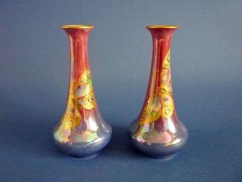 Rare Shelley 'Butterfly' Lustre Ware Vases by Walter Slater c1920 (Sold)